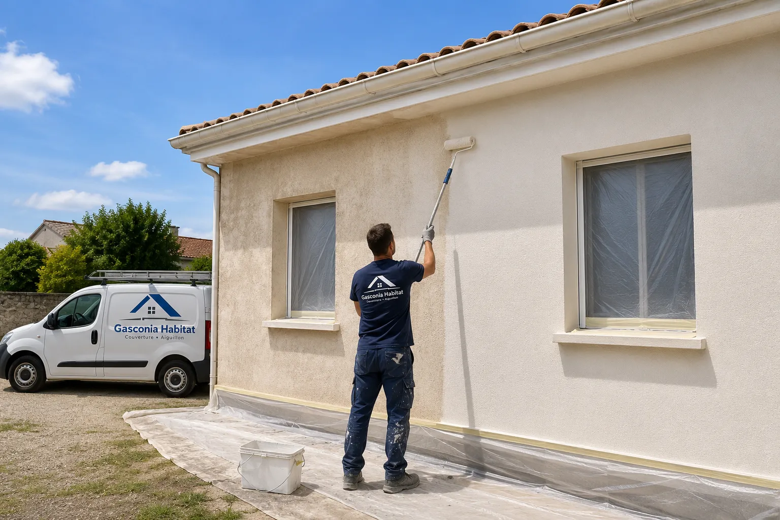 Peinture de façade à Aiguillon et ravalement extérieur par Gasconia Habitat